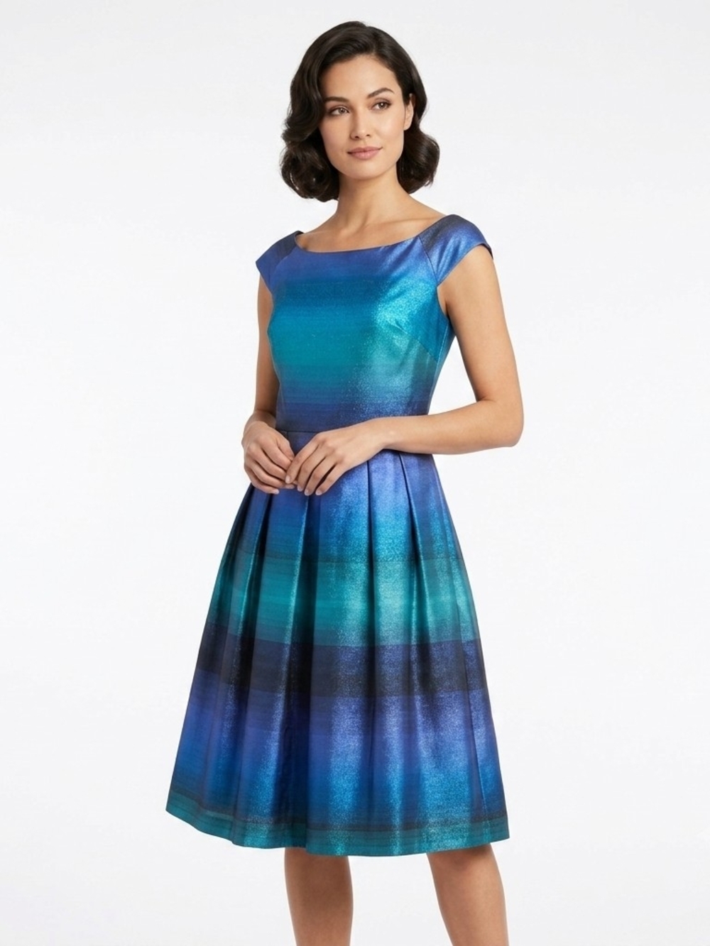 J. Taylor Ombre Metallic Fit & Flare Dress Size 12